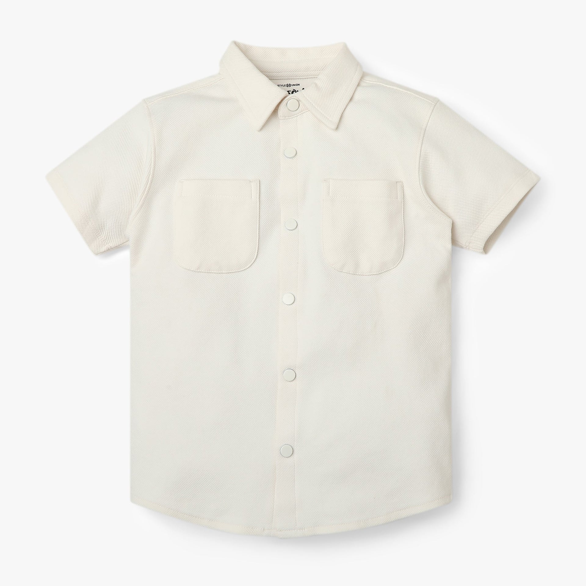 Boys Shirt Collar Half Sleeve Cuban Shirt