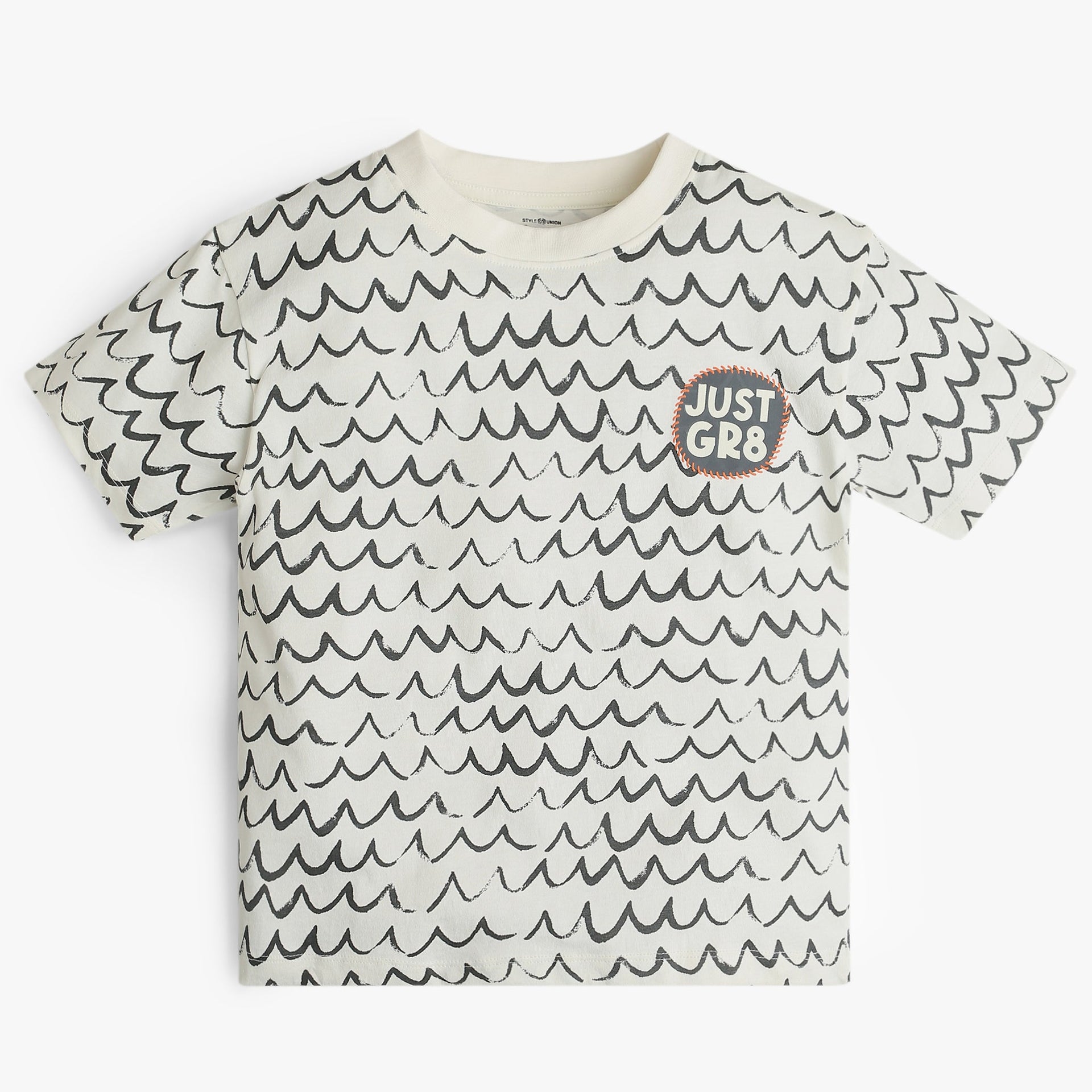 Boys Oversize Abstract Crew Neck All Over Geometric Print T-Shirt