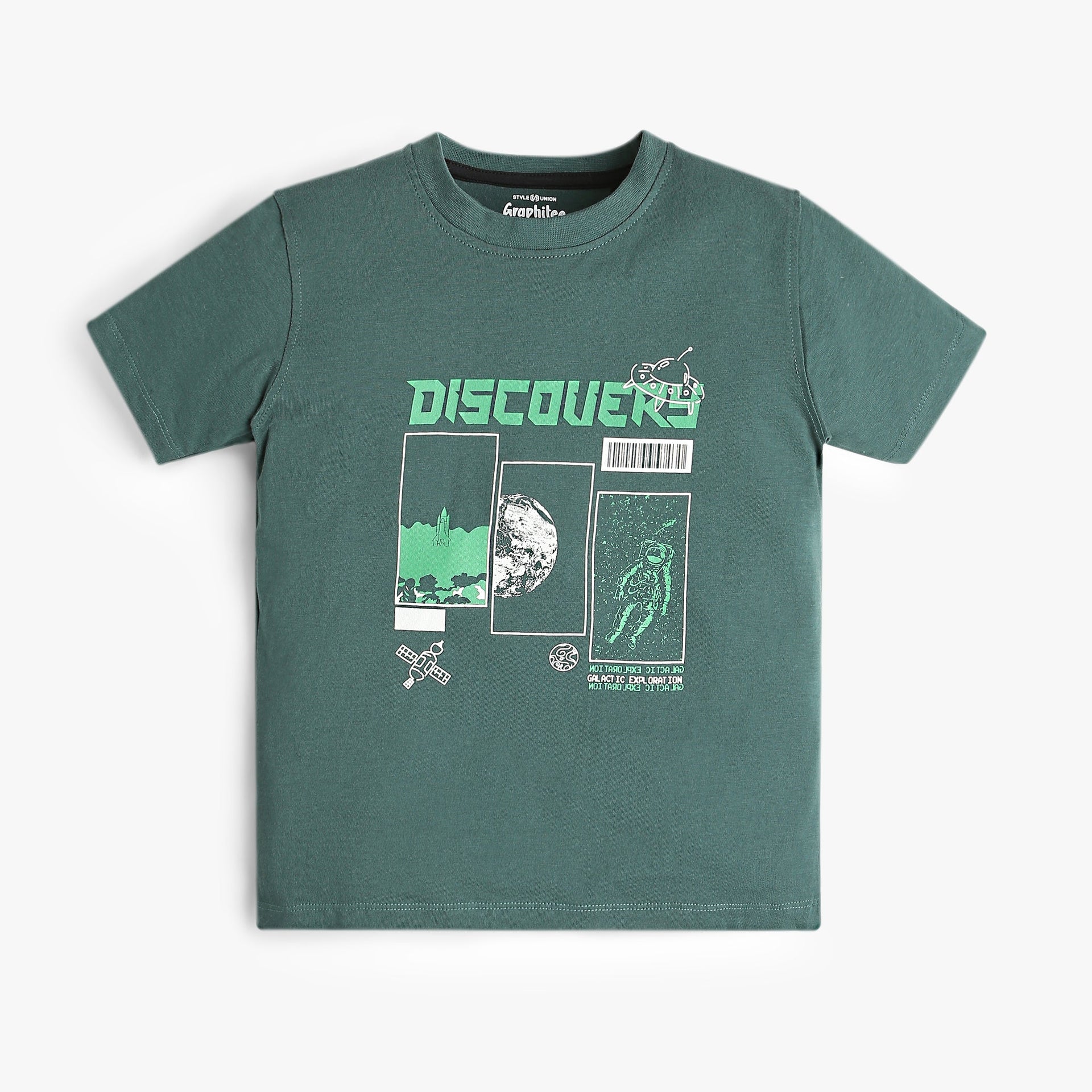 Boys Graphic Crew Neck Discovery Graphic Print T-Shirt