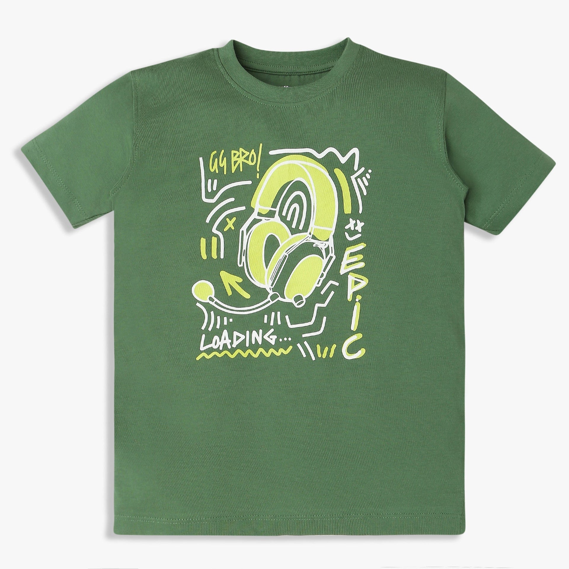 Boys Cotton Crew Neck Graphitee