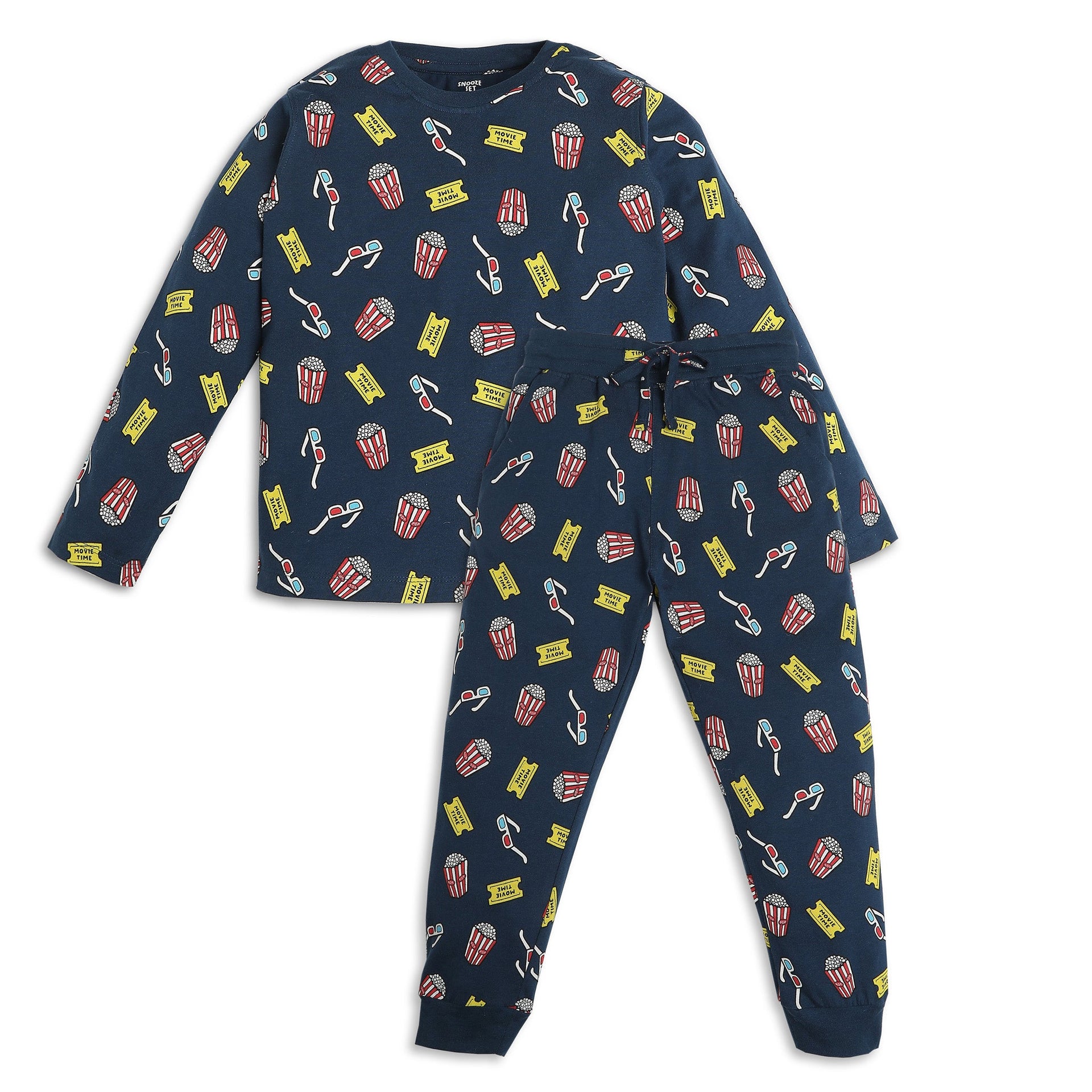 Boys Knitted Printed T-Shirt With Trackpant SleepWear Set