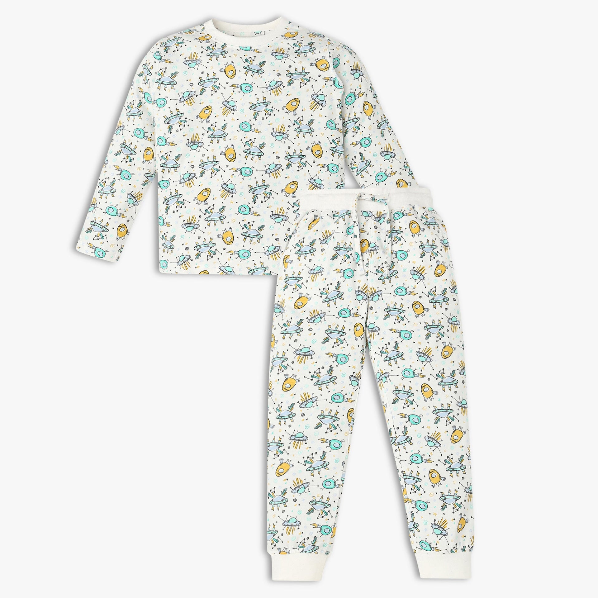 All Over Print Coton T-Shirt with Track Pant Sleepwear Set