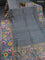 Banarasi tussar silk saree grey with zari woven buttas and zari woven floral digital printed border