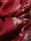 Banarasi tussar silk saree maroon and red with zari woven buttas and zari woven floral digital printed border