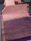 Bangalori silk saree peach shade and deep violet with zari woven buttas and zari woven border