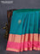 Bangalori silk saree teal blue and pink shade with zari woven buttas and rettapet zari woven border