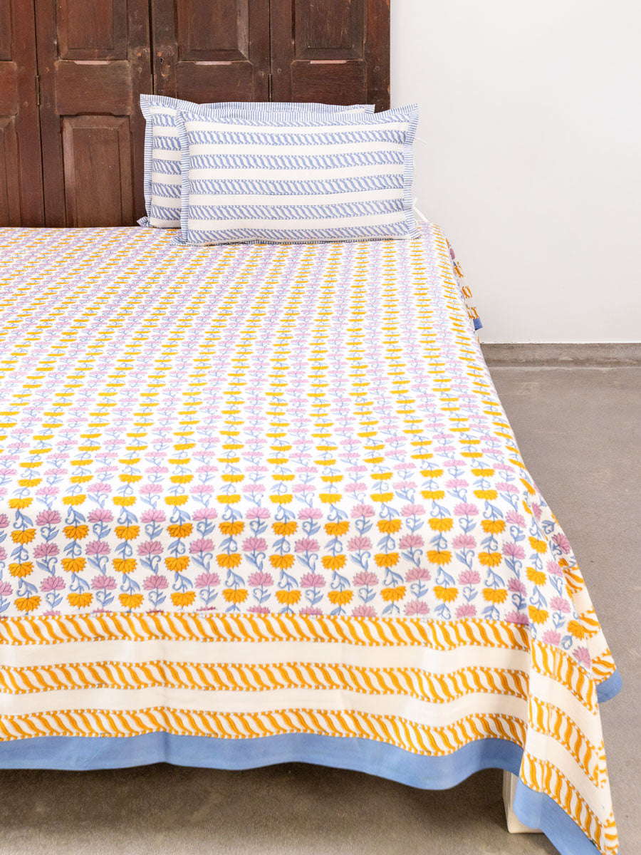 Nalini Hand Block Printed Cotton Bed Sheet