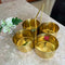 Brass Attached Serving Bowls Set with Solid Handle, Multipurpose Brass Chopala for Kitchen