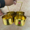 Brass Attached Serving Bowls Set with Solid Handle, Multipurpose Brass Chopala for Kitchen