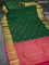 Pure kanchipuram silk saree green and pink with zari woven buttas and zari woven border