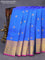 Pure kanchipuram silk saree blue and pink with zari woven buttas and zari woven border