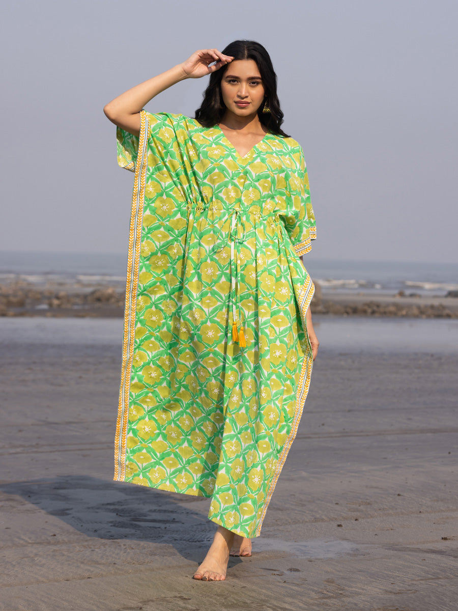 Chloe Hand Block Printed Cotton Kaftan