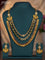Antique triple layer necklace lakshmi kasu design with kemp and cz stones