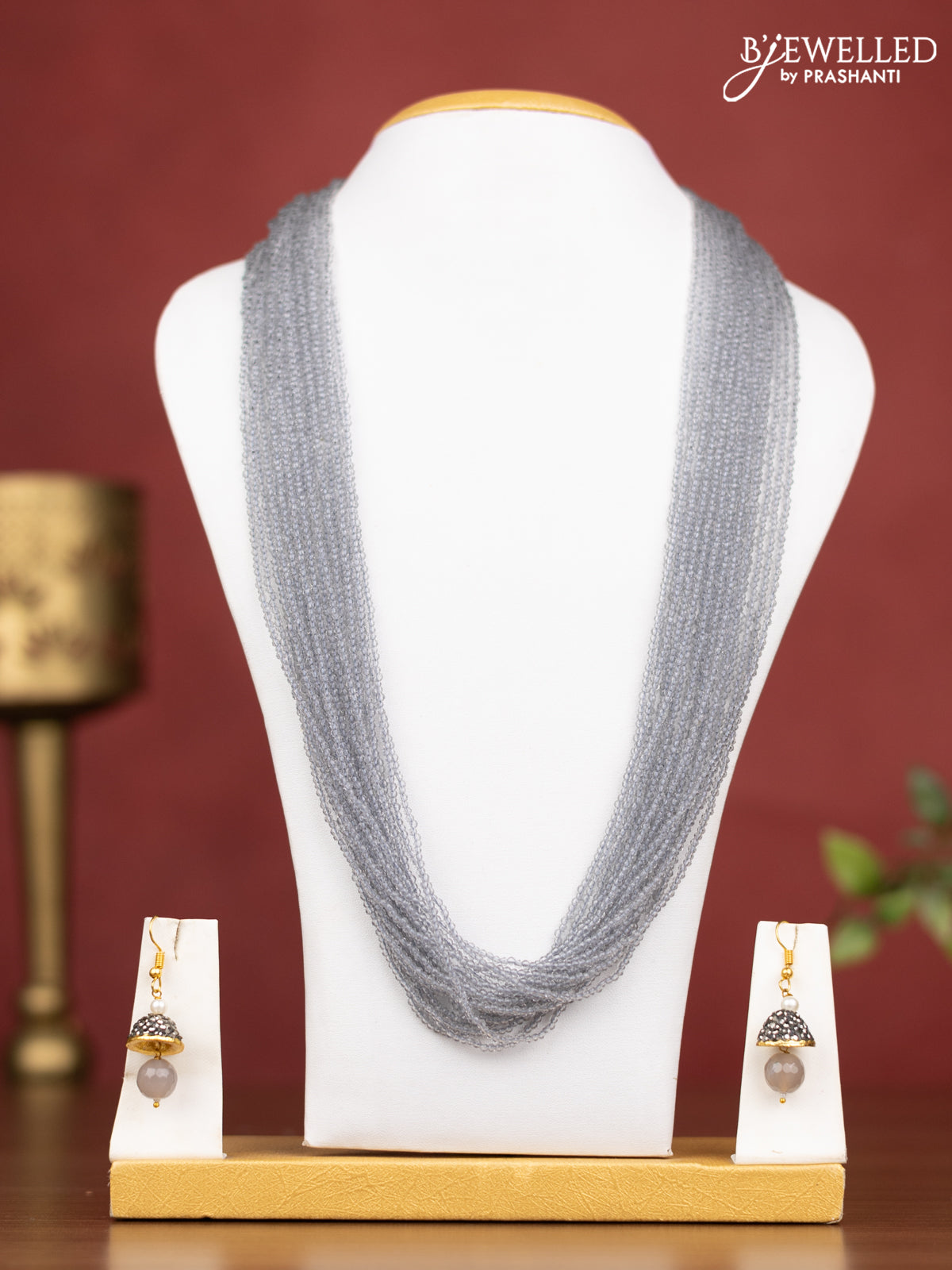 Jaipur multilayer beaded grey necklace