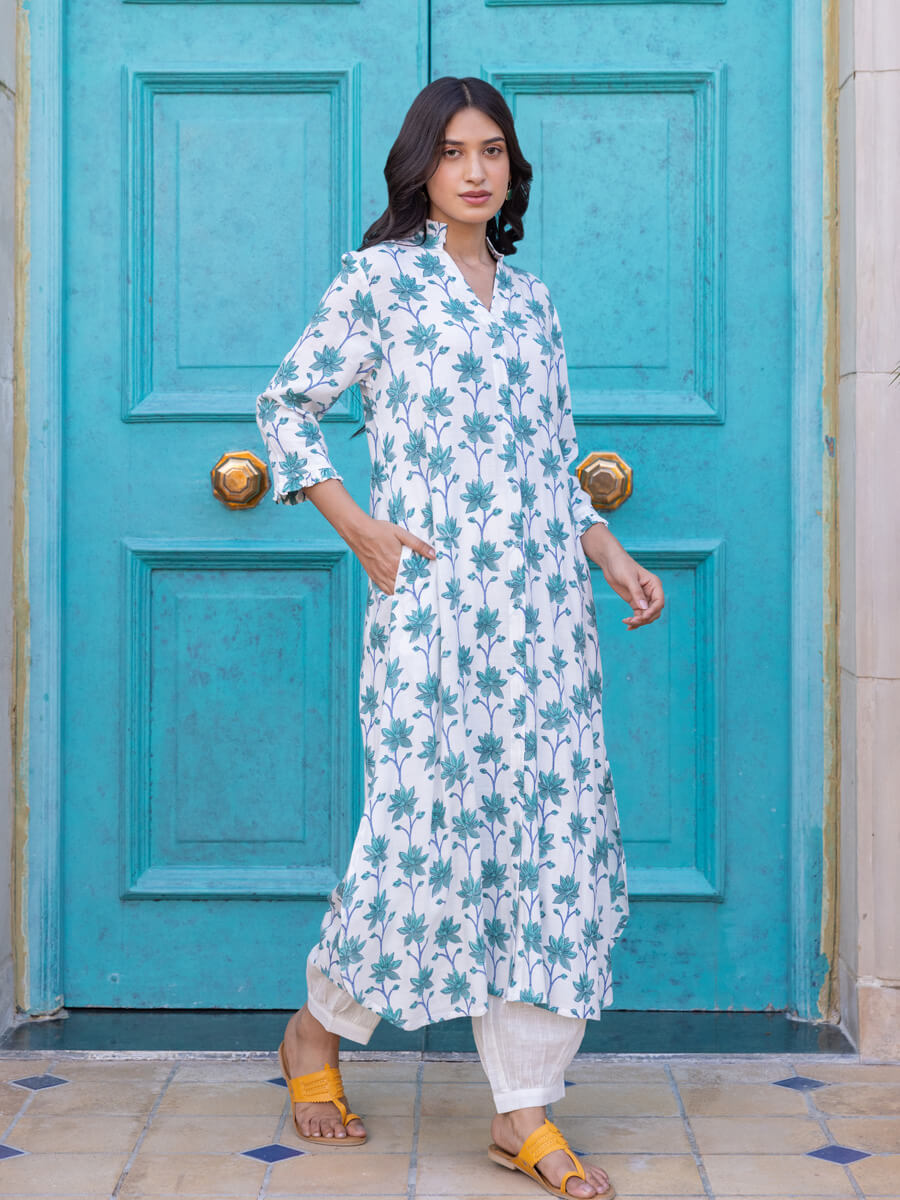 Sargam Block Printed Modal Shirt Kurta