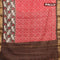 Bhagalpuri saree red and brown with allover bandhani prints and long pichwai printed zari woven border