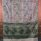 Banarasi semi tussar saree grey and dark green with allover ikat weaves and copper zari woven border