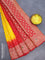 Bandhani saree mango yellow and red with allover bandhani prints and banarasi style border