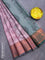 Banarasi semi tussar saree dual shade of pink and green with allover ikat weaves and copper zari woven border