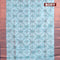 Banarasi semi tussar saree teal blue and wine shade with allover ikat weaves and copper zari woven border