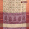 Banarasi semi tussar saree beige and wine shade with allover ikat weaves and copper zari woven border