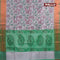 Banarasi semi tussar saree grey and green with allover ikat weaves and copper zari woven border