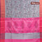 Banarasi semi tussar saree grey and pink with allover ikat weaves and copper zari woven border