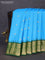 Pure gadwal silk saree light blue and green with annam zari woven buttas and rich zari woven korvai border