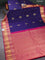 Pure gadwal silk saree dark blue and pink with zari woven buttas and long rich zari woven korvai border