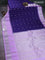 Pure gadwal silk saree navy bluw and lavender with silver zari woven buttas and long temple design silver zari woven border
