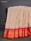 Pure gadwal silk saree cream and red with zari woven buttas and temple design zari woven border