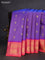 Pure gadwal silk saree lavender shade and dual shade of pinkish orange with annam zari woven buttas and temple design zari woven border