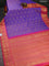 Pure gadwal silk saree lavender shade and dual shade of pinkish orange with annam zari woven buttas and temple design zari woven border