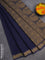 Coimbatore cotton saree navy blue and sandal with allover self emboss and thread woven border