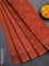 Coimbatore cotton saree rust shade and brown with allover self emboss and thread woven border