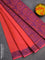 Coimbatore cotton saree dual shade of orange and blue with allover self emboss and thread woven border