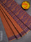 Coimbatore cotton saree rust shade and blue with allover self emboss and thread woven border