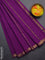 Arani semi silk saree purple with plain body and zari woven border