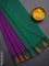 Arani semi silk saree purple and green mustard yellow with plain body and temple design border