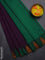 Arani semi silk saree deep purple and green mustard yellow with plain body and temple design border