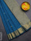 Arani semi silk saree peacock blue with zari woven rudhraksha buttas and zari woven border