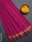 Arani semi silk saree magenta pink and dark mustard with plain body and zari woven simple border