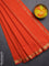 Arani semi silk saree orange with plain body and zari woven border