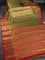 Bangalori tissue silk saree dual shade of mehendi green and reddish pink with allover zari woven brocade weaves and long zari woven border