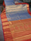 Bangalori tissue silk saree dual shae of blue and pink with allover zari woven brocade weaves and long zari woven border