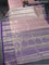 Bangalori tissue silk saree mild peach pink and violet with allover zari woven brocade weaves and long zari woven border