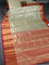 Bangalori tissue silk saree pista green and red with allover zari woven brocade weaves and long zari woven border