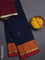 Chettinad cotton saree dark peacock blue and maroon with thread woven buttas and thread & zari woven border