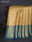 Bangalori tissue silk saree gold and peacock blue with allover zari woven brocade weaves and long zari woven border