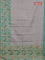 Chappa saree pastel grey and teal green with allover small zari checked pattern and floral digital printed pallu